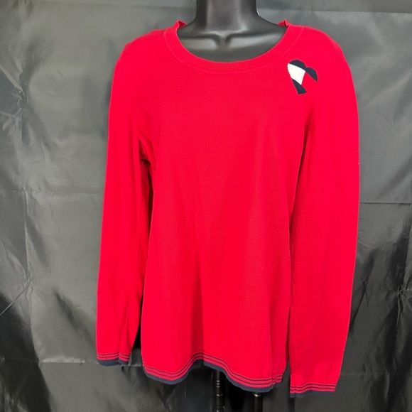 Tommy Hilfiger Red Long Sleeve Top with Navy Details L/G - Picture 2 of 10